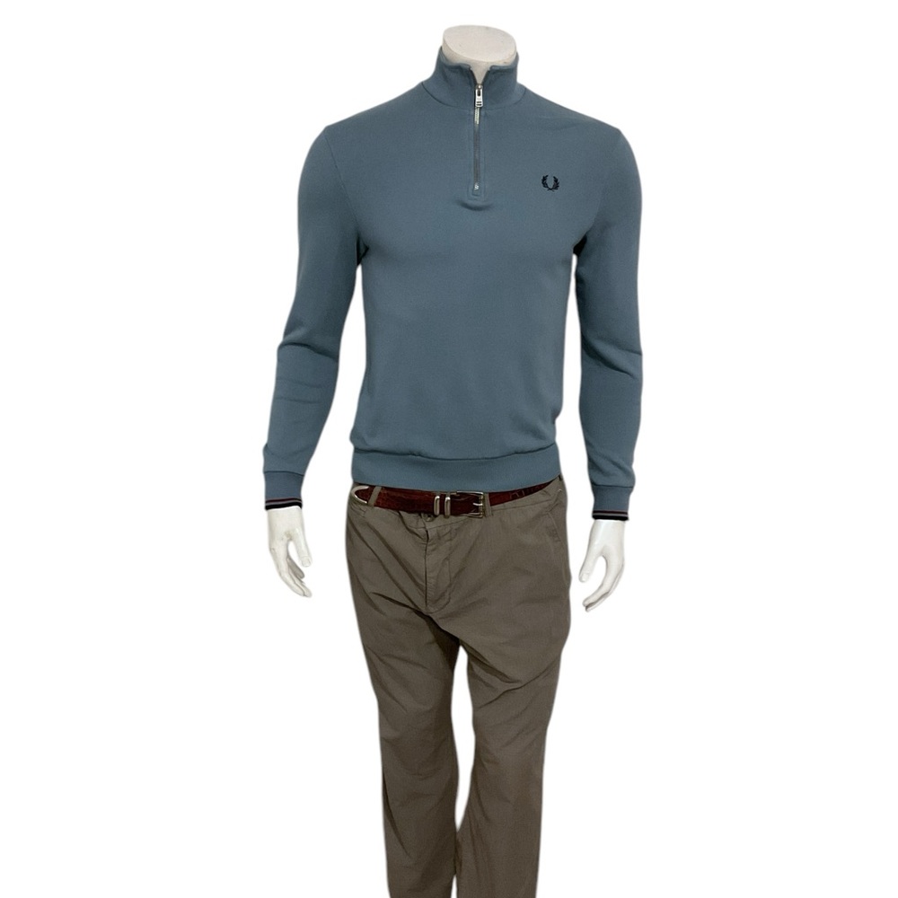 Fred Perry Men’s Celeste Blue Quarter Zip Sweater